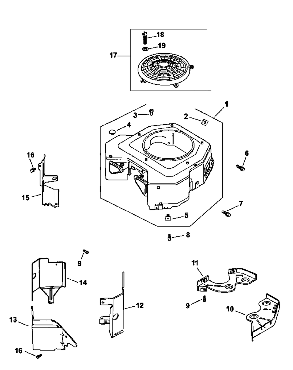 Cv18s-61573 Blower Housing And Baffles Diagram and Parts List for M48-KHS 53AB5B5M150-18-HP Cub Cadet Lawn Tractor